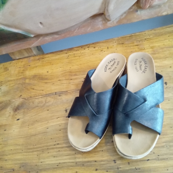 Kork-Ease Baja Sport Black Leather Toe Thong Women's Sandals Size 9 - Picture 1 of 16